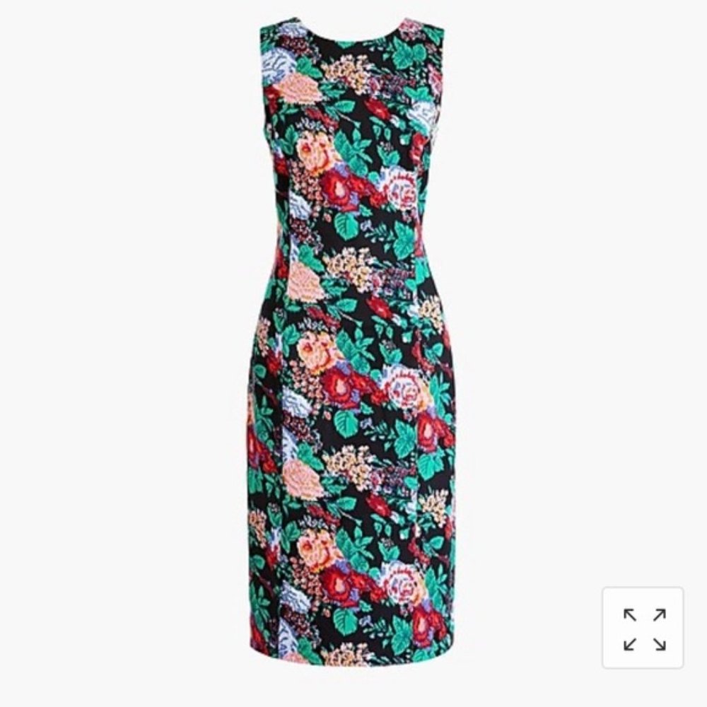 J Crew *ADACHI FLORAL BLACK  MULTI * MERCY SHEATH DRESS - Picture 3 of 12
